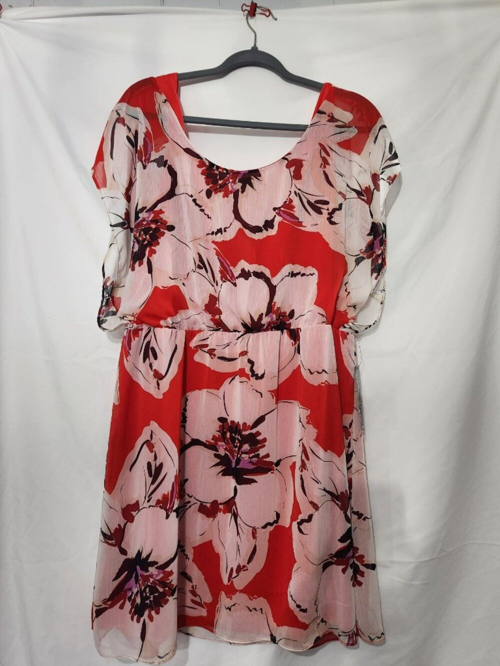 NWT The Limited Floral Chiffon Dress XL Coral Pink Occasion Dress